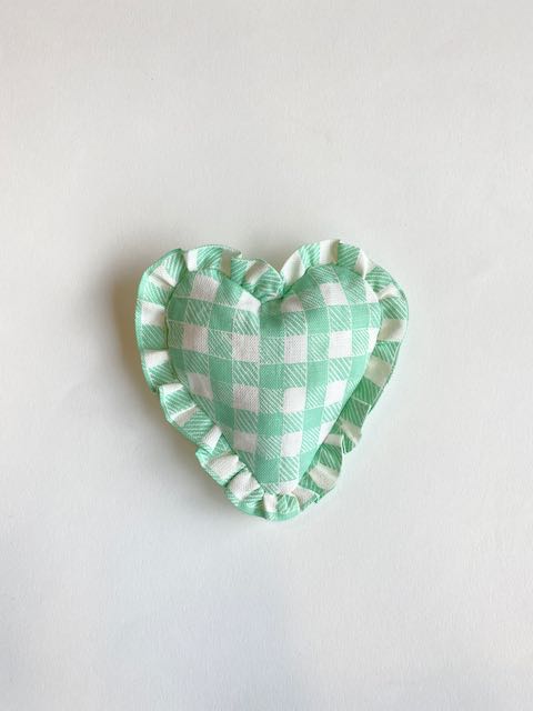 Ruffle Heart Lavender Sachet Gingham Green