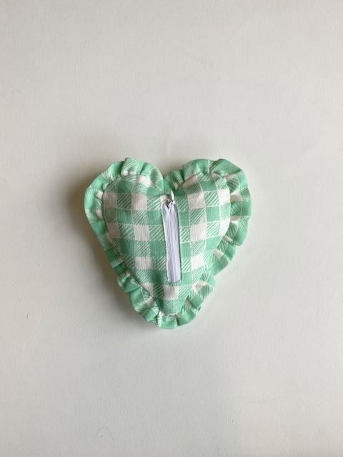 Ruffle Heart Lavender Sachet Gingham Green