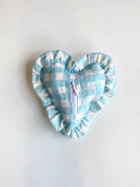 Ruffle Heart Lavender Sachet Gingham Light Blue