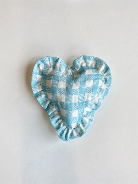 Ruffle Heart Lavender Sachet Gingham Light Blue