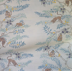 Monkey and Tiger Grasscloth Wallpaper in Dusk