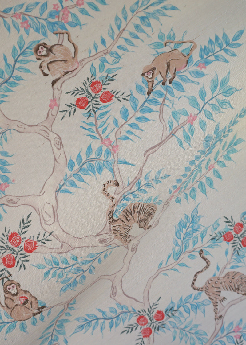 Monkey and Tiger Grasscloth Wallpaper in Day