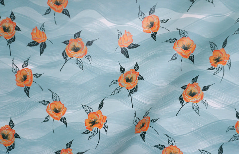 Painted Poppy Wallpaper in Celadon