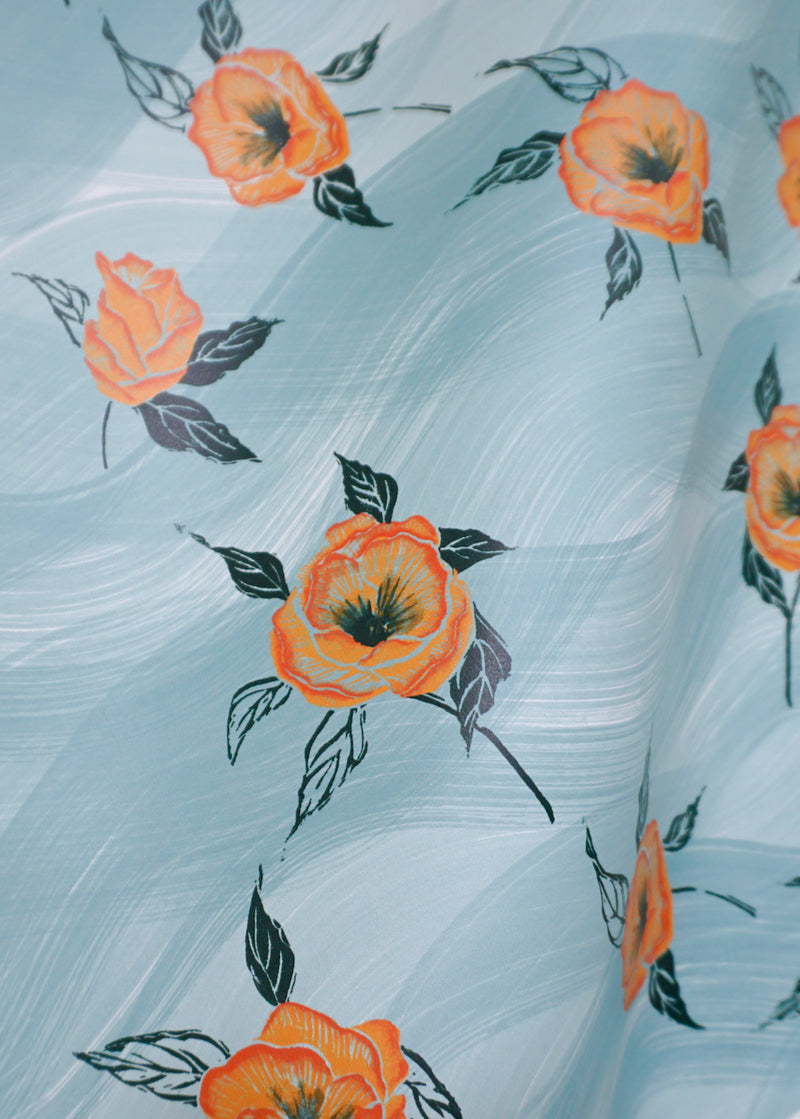 Painted Poppy Wallpaper in Celadon