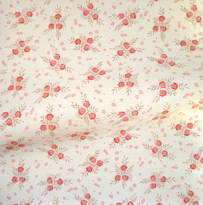 Pomegranate Grasscloth Wallpaper in Strawberry