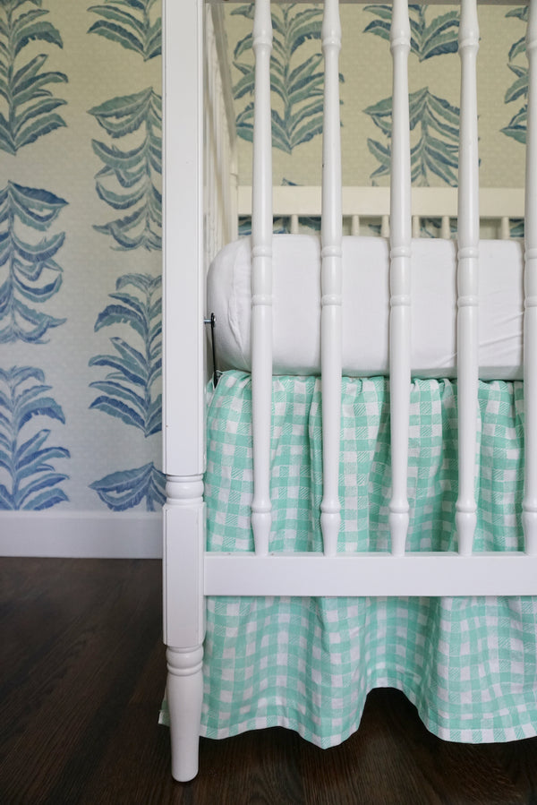 Ruffle Crib Skirt Gingham Green