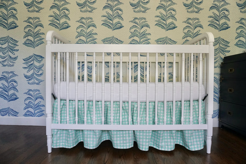 Ruffle Crib Skirt Gingham Green