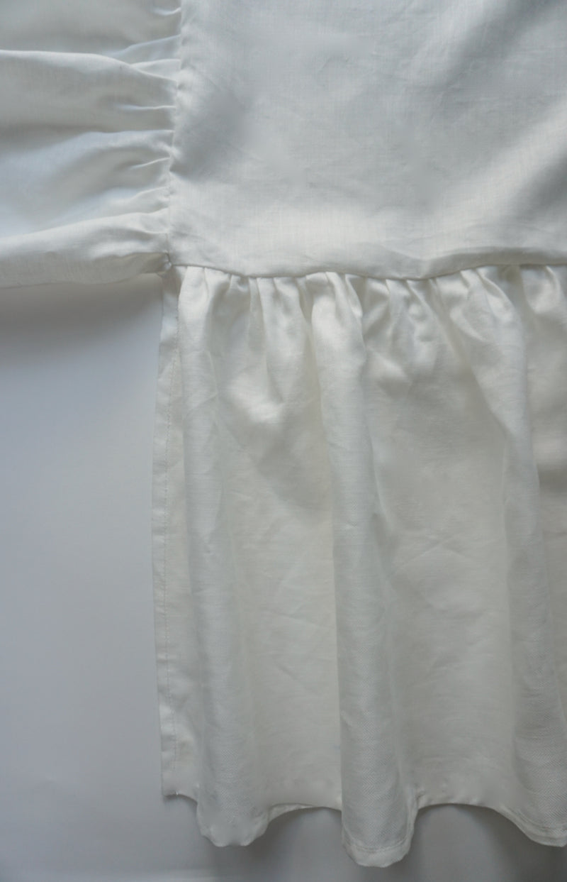 Ruffle Crib Skirt Woven Herringbone White