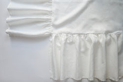 Ruffle Crib Skirt Woven Herringbone White