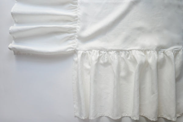 Ruffle Crib Skirt Woven Herringbone White