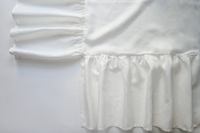 Ruffle Crib Skirt Woven Herringbone White