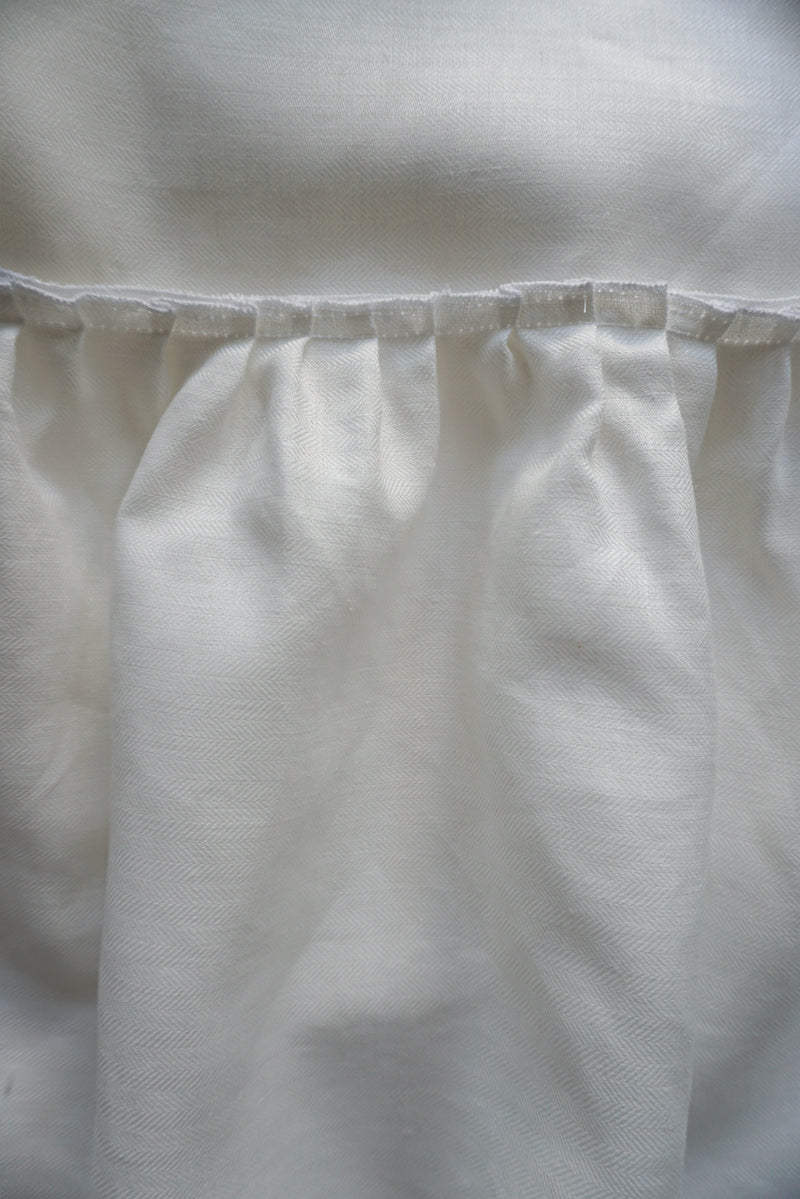 Ruffle Crib Skirt Woven Herringbone White