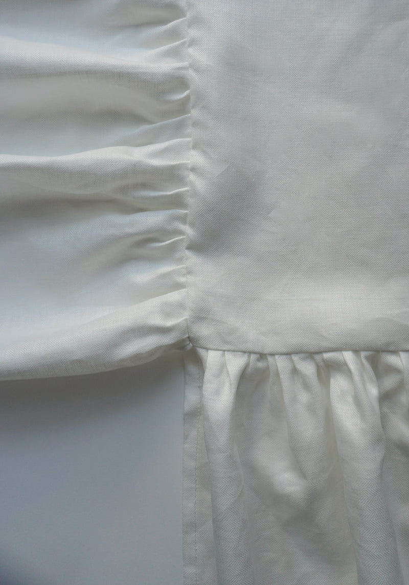 Ruffle Crib Skirt Woven Herringbone White