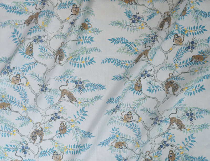 Monkey and Tiger Fabric in Dusk