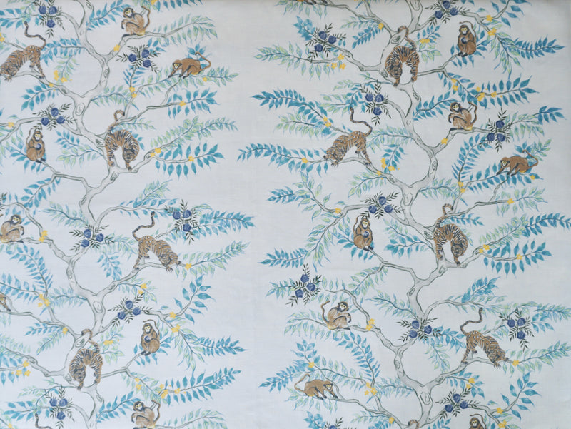 Monkey and Tiger Fabric in Dusk