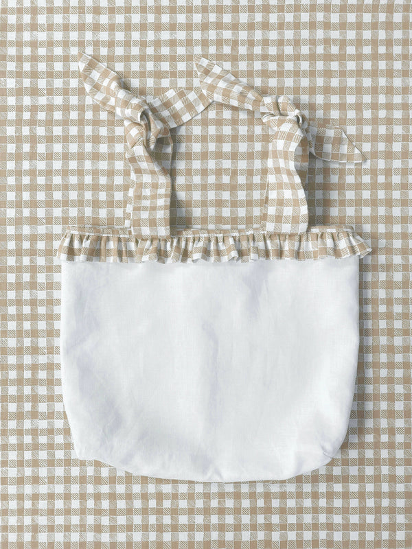 Ruffle Nursery Sack Gingham Beige