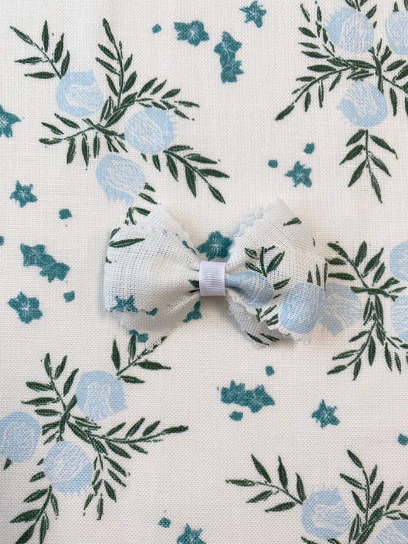 Linen Hair Bow Pomegranate Blueberry
