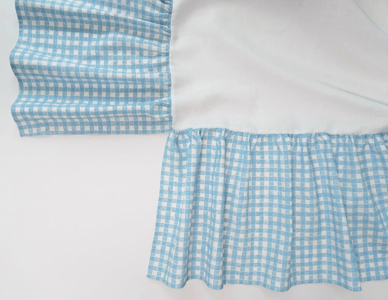 Ruffle Crib Skirt Gingham Light Blue