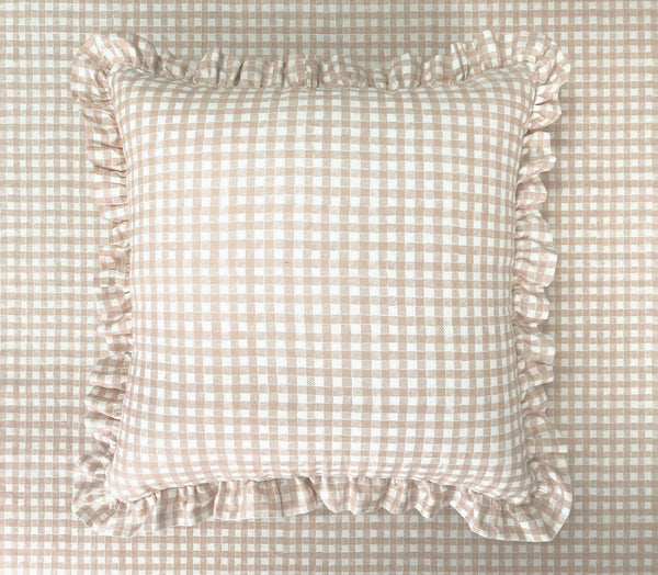 Ruffle Floor Cushion Gingham Beige – Krane Home