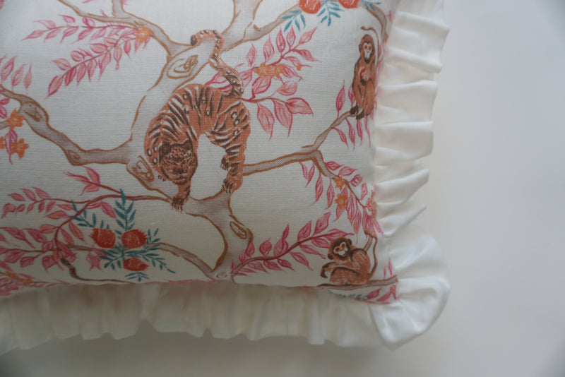 Ruffle Lumbar Pillow Monkey and Tiger Dawn