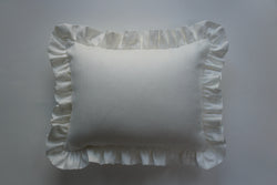 Ruffle Lumbar Pillow Woven Herringbone White
