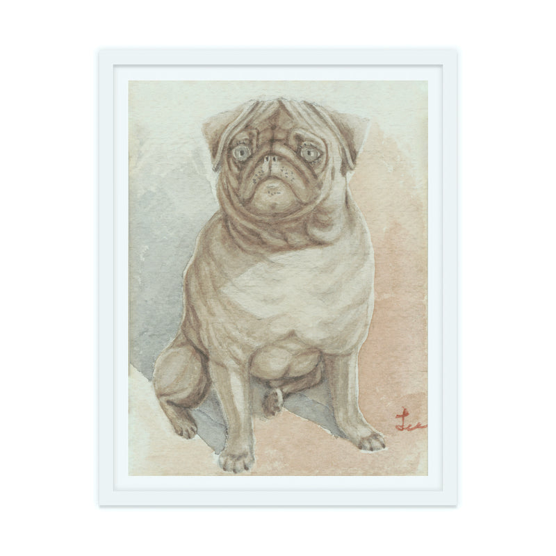 Sitting Pug Print