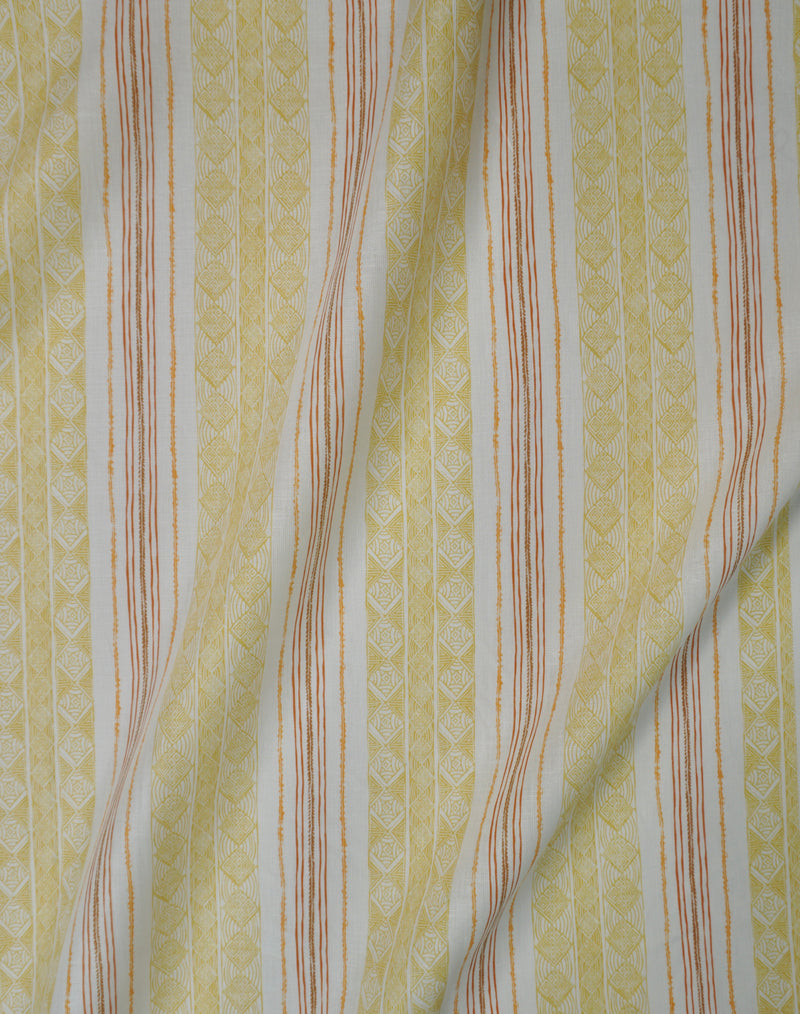 Block Print Stripe Fabric in Saffron