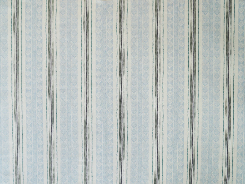 Block Print Stripe Fabric in Blueberry