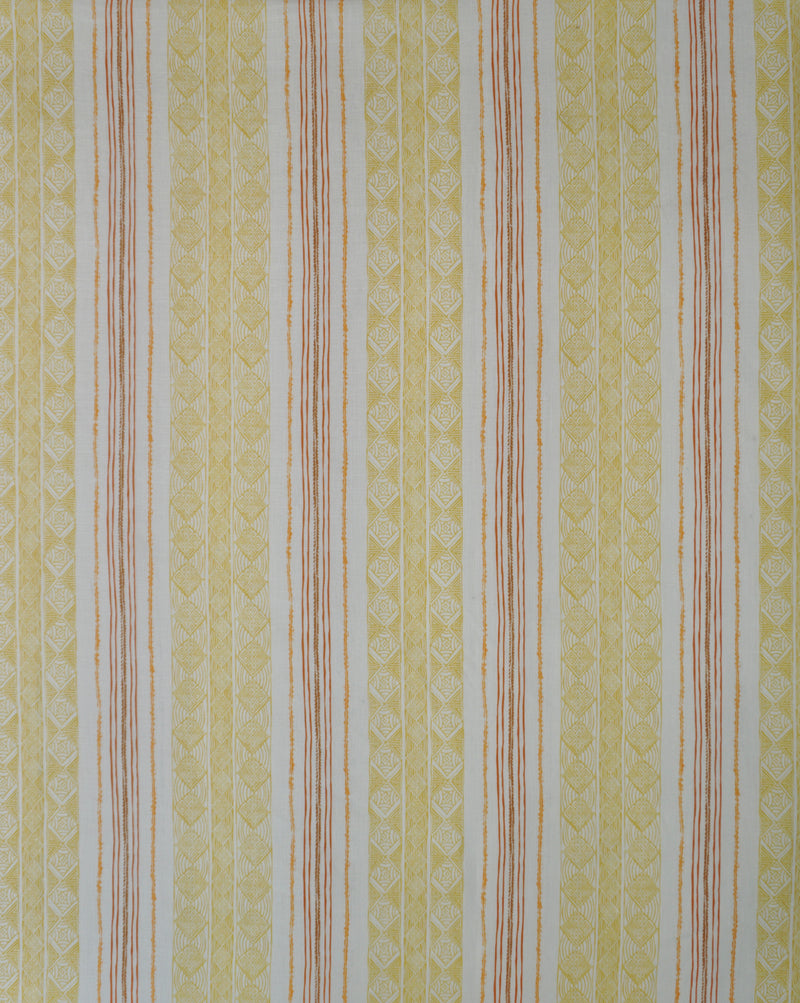 Block Print Stripe Fabric in Saffron