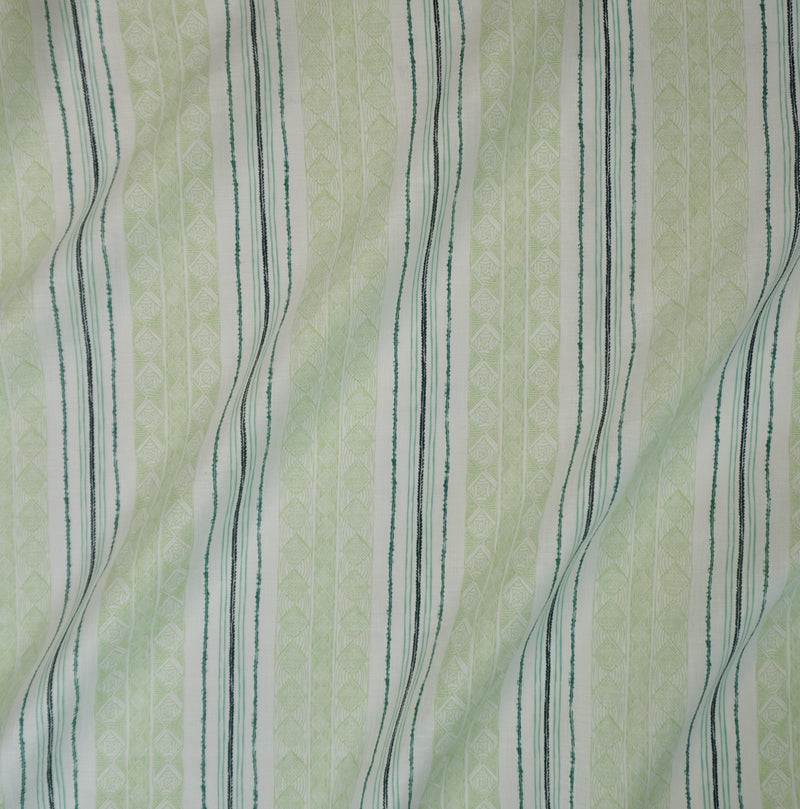 Block Print Stripe Fabric in Celery