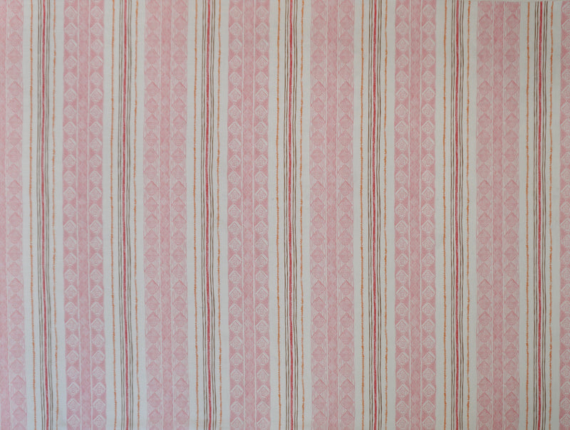 Block Print Stripe Fabric in Strawberry