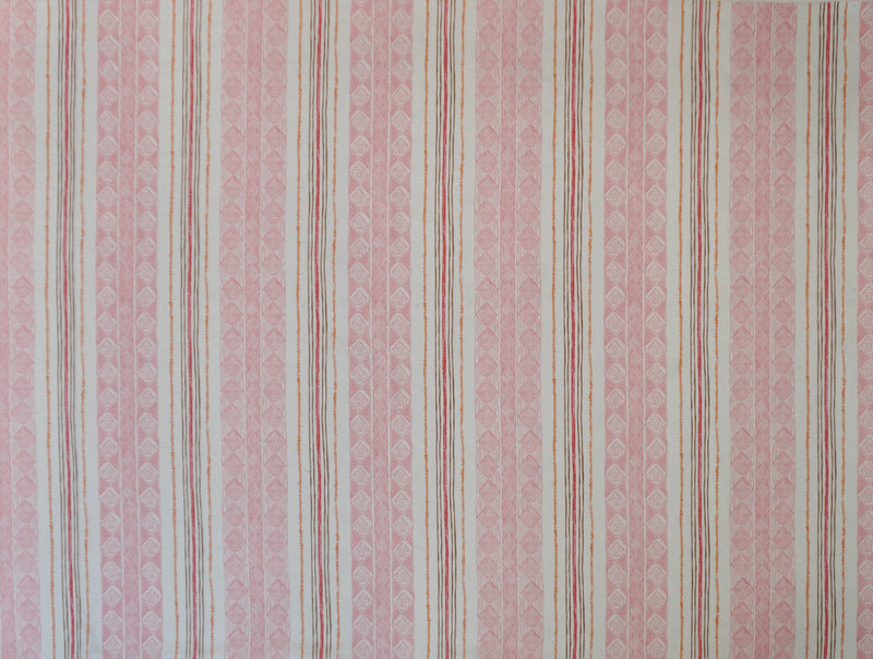 Block Print Stripe Fabric in Strawberry