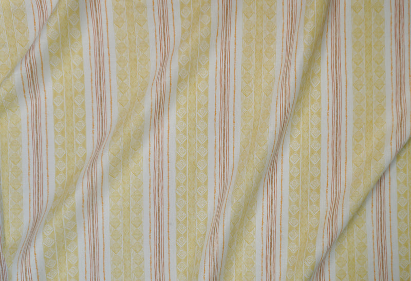 Block Print Stripe Fabric in Saffron