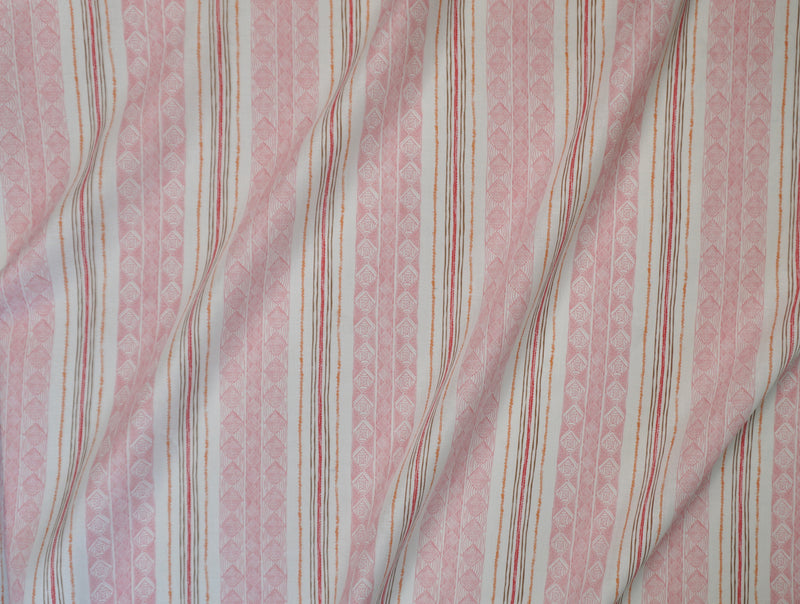 Block Print Stripe Fabric in Strawberry