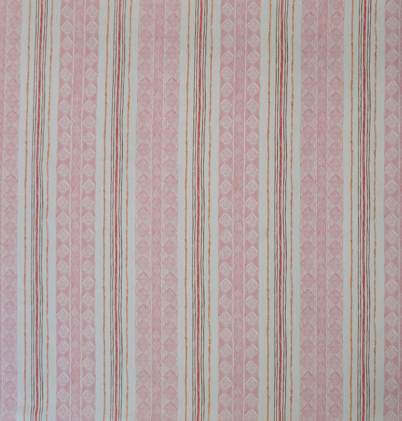 Block Print Stripe Fabric in Strawberry