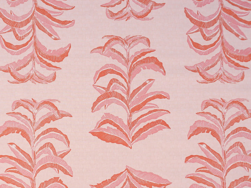 Banana Leaf Fabric in Coral Pink