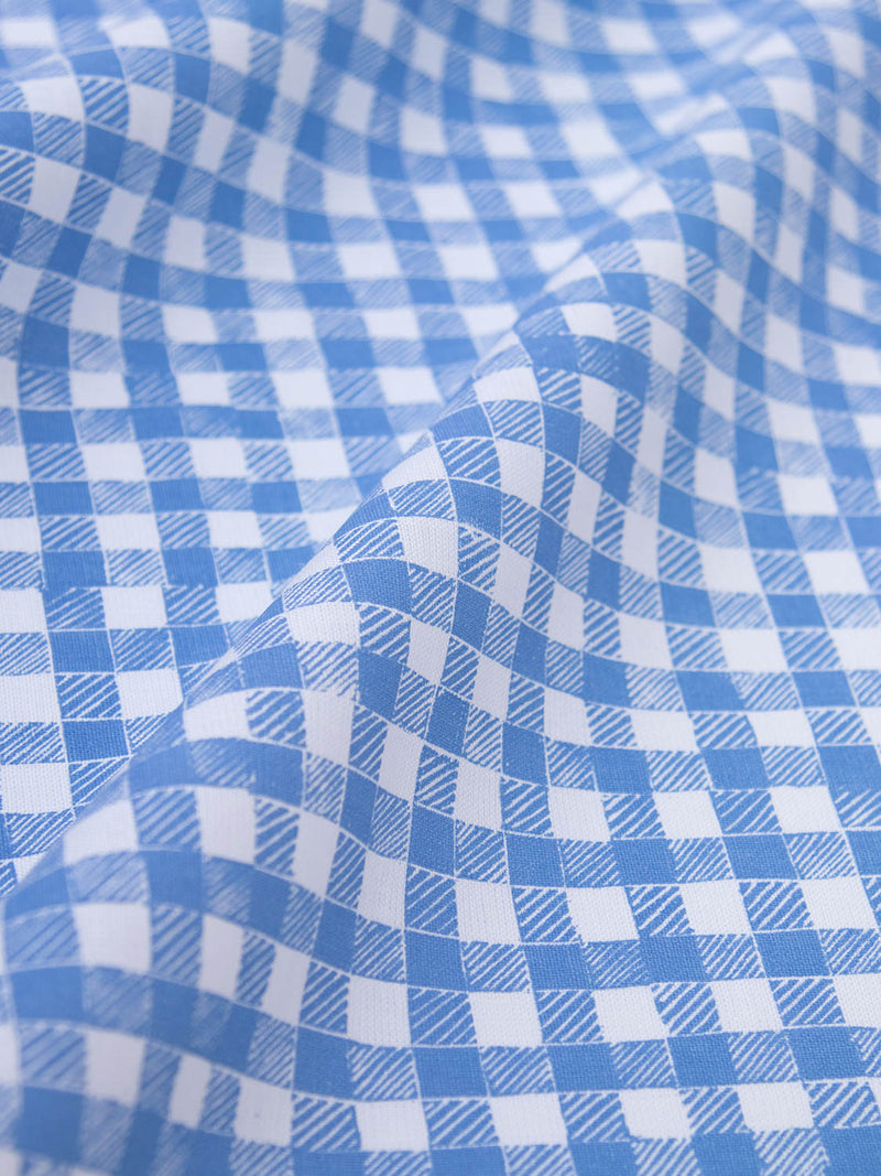 Block Print Gingham Fabric in Blue