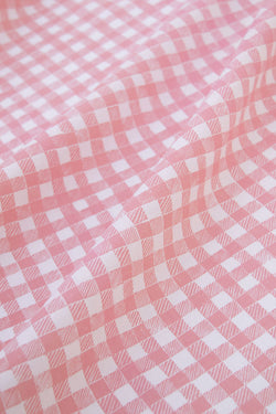 Block Print Gingham Fabric in Pink