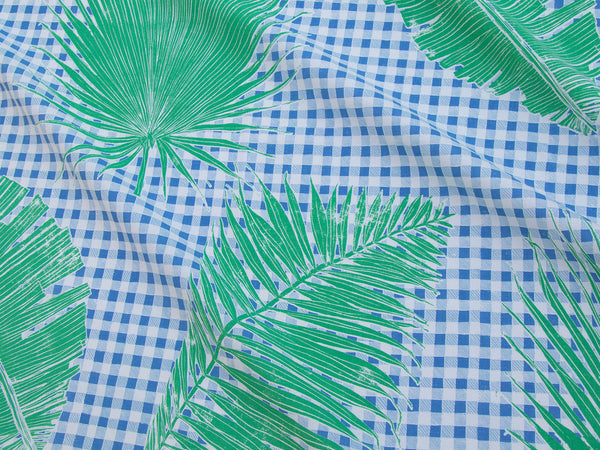 Gingham Jungle Fabric in Blue Chip Day
