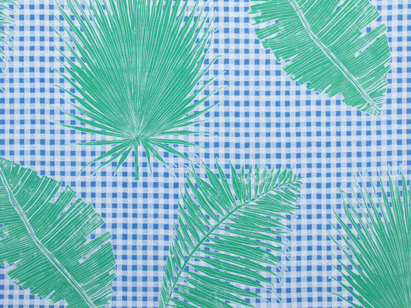 Gingham Jungle Fabric in Blue Chip Day