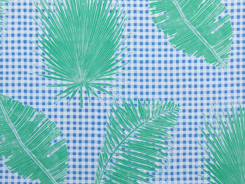 Gingham Jungle Fabric in Blue Chip Day