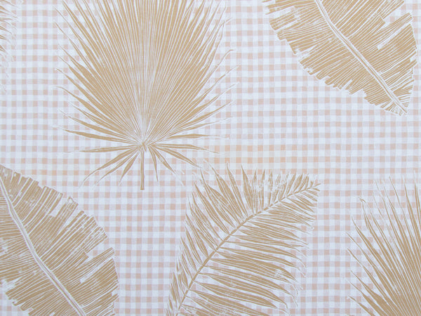 Gingham Jungle Fabric in Gold