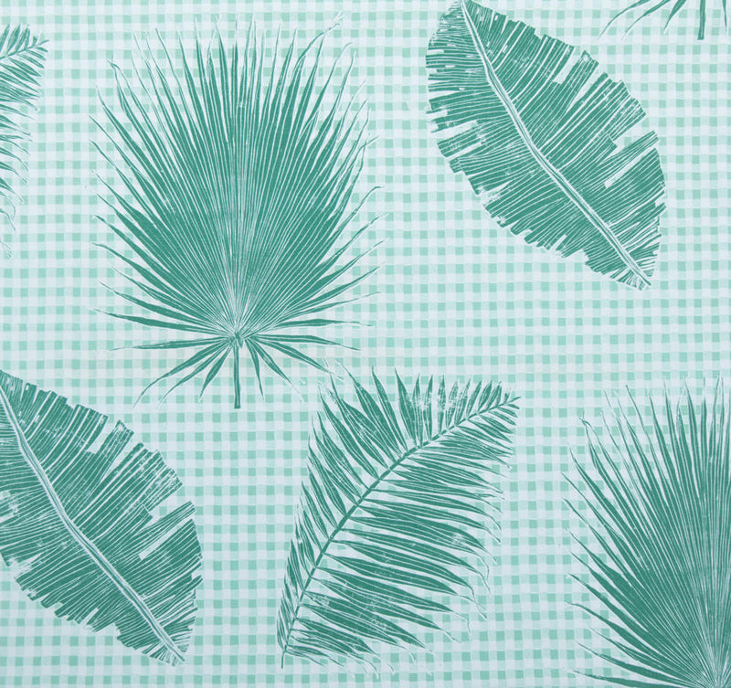 Gingham Jungle Fabric in Jade