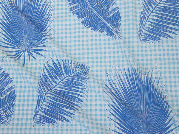 Gingham Jungle Fabric in Lapis