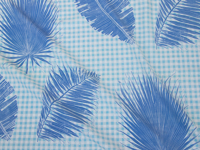 Gingham Jungle Fabric in Lapis