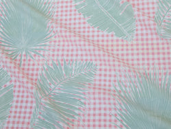 Gingham Jungle Fabric in Pink Sage