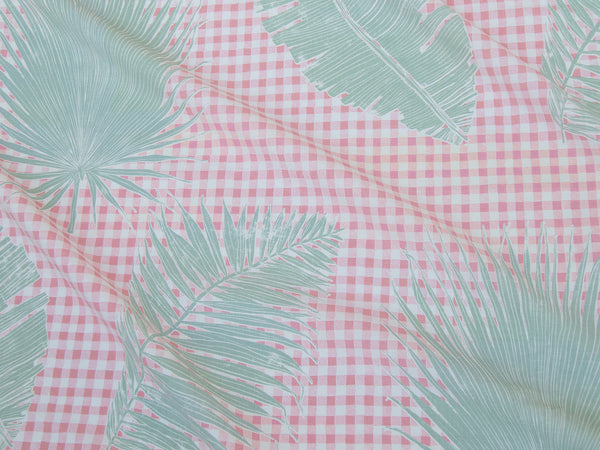 Gingham Jungle Fabric in Pink Sage