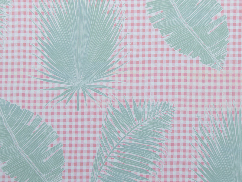 Gingham Jungle Fabric in Pink Sage