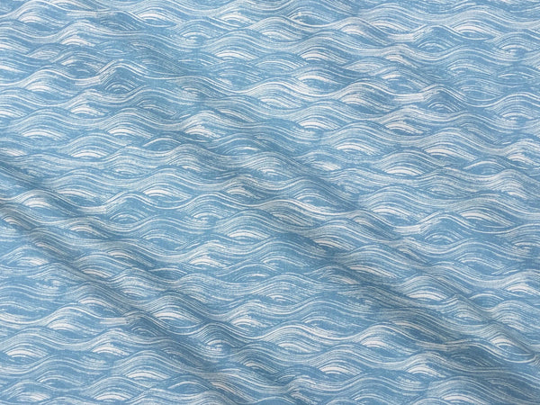 Painted Wave Fabric in Lake