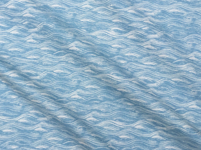 Painted Wave Fabric in Lake